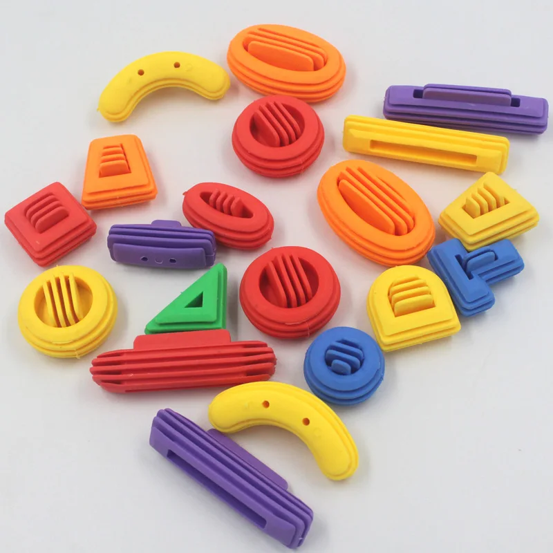 Plastic Toy Geometry Irregular Shape DIY Building Game Soft Rubber Insert Block Educational Design Boy Girl Friend Birthday Gift