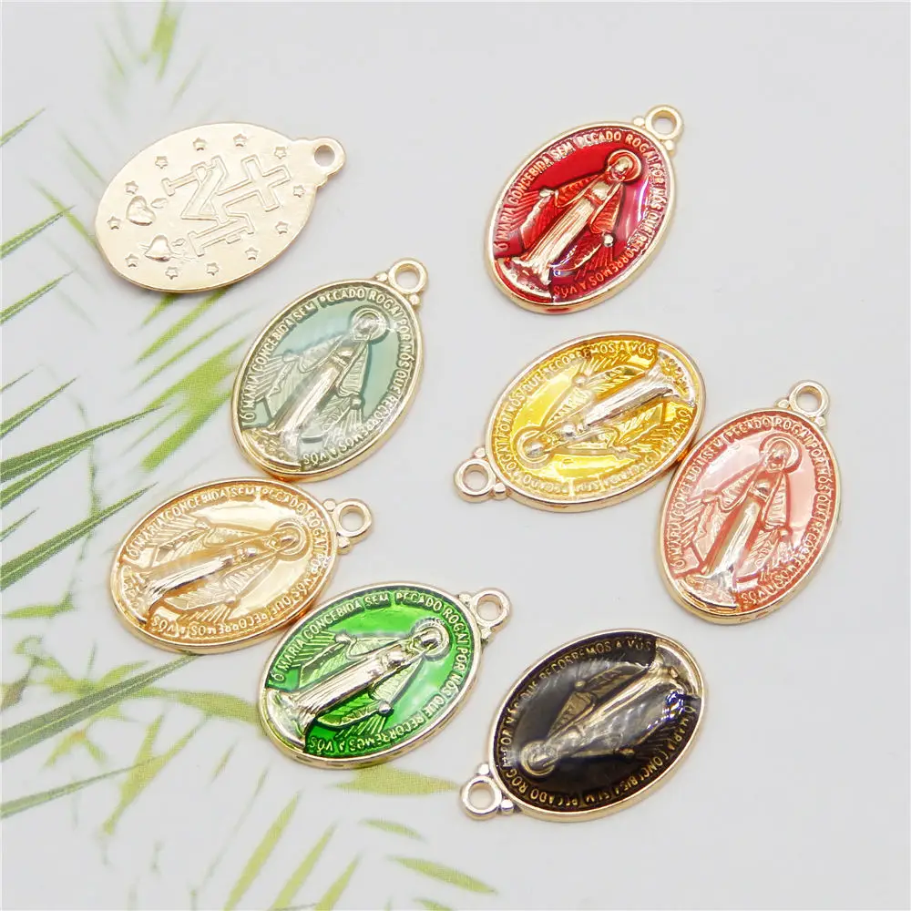 Classics 20pcs Colorful Enamel Zinc Alloy Pendant Charm Religious Classic Necklace Pendant DLY Accessories DIY Jewelry Crafts
