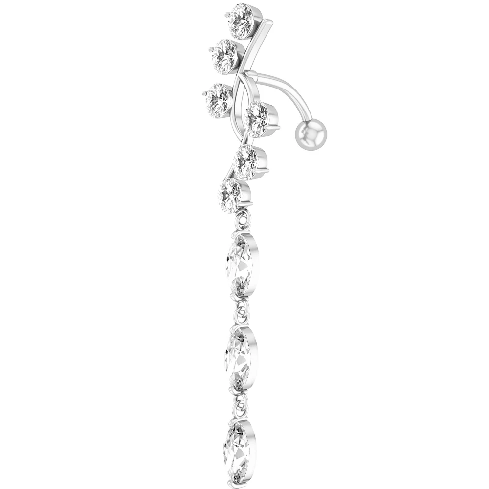 Flower Butterfly Dangled Belly Button Rings, Stainless Steel