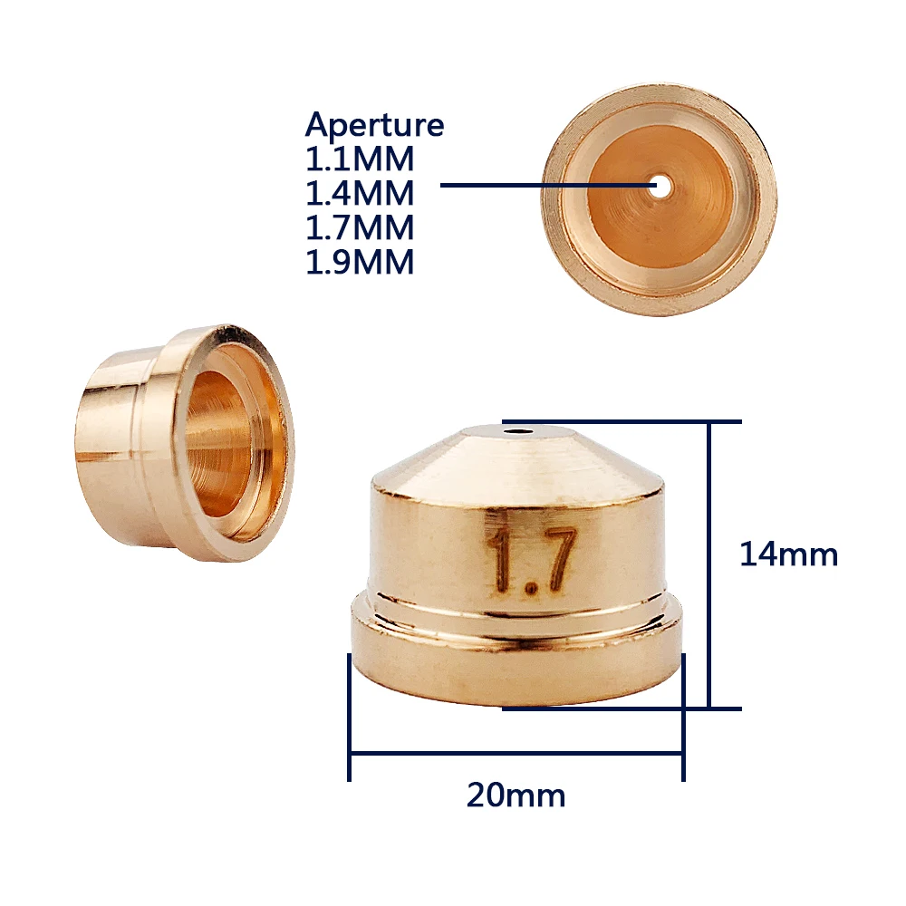 PD0101 Tip ( 1.1 1.4 1.7 1.9mm ) 10PCS & PR0101 Electrode 10PCS A101 A141 Trafimet Type Plasma Cutting Torch Consumables Parts