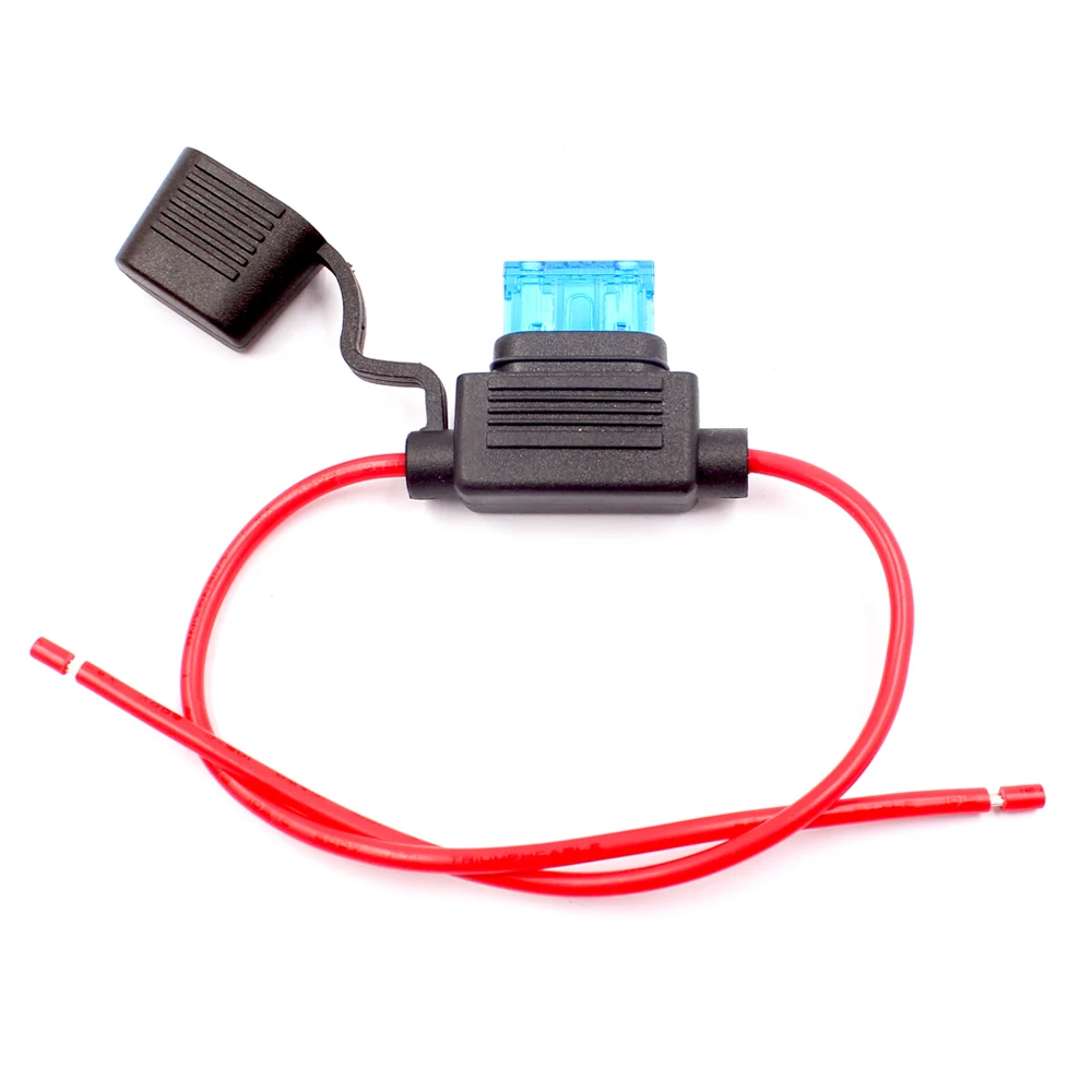 2Pcs Fuse Holder Medium Standard ATC ATO Fuse Box Socket Waterproof with Cable 5A 7.5A 10A 15A 20A 25A 30A 35A Fuse