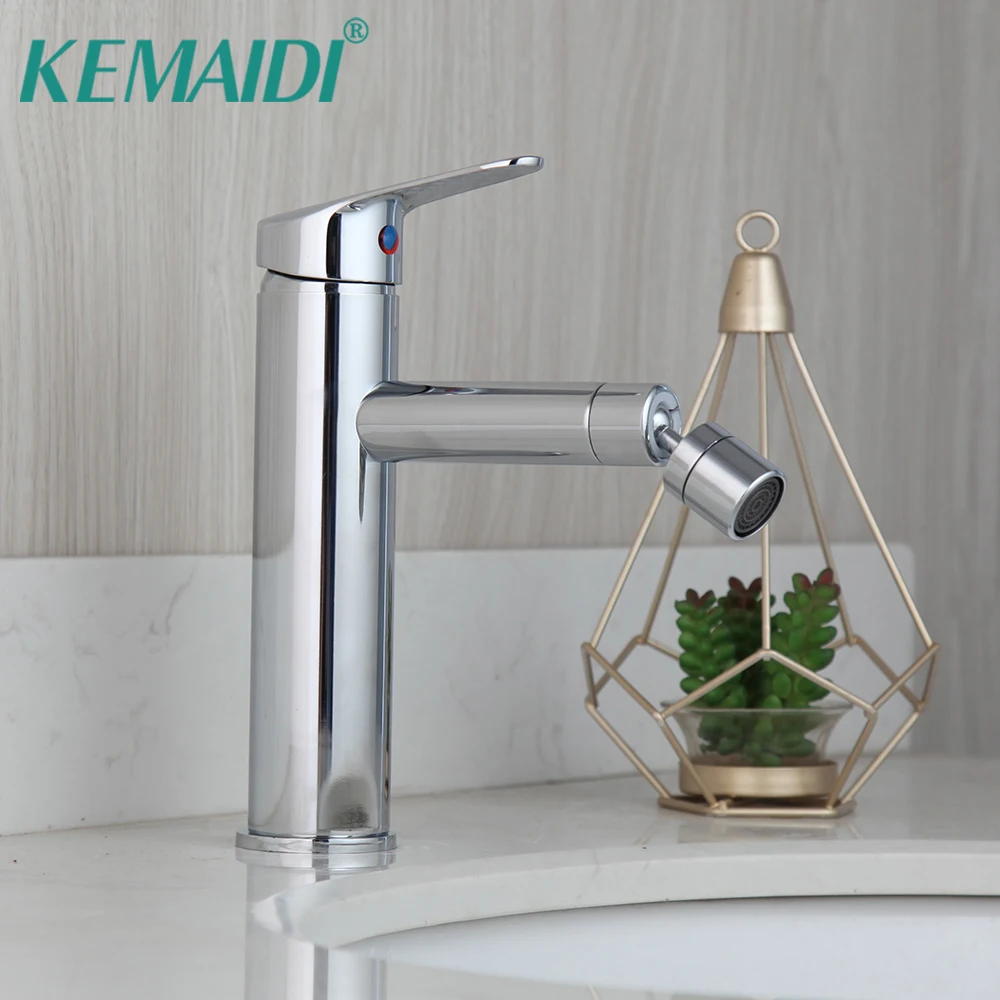 

KEMAIDI Chrome Finished Bidet Spray Basin Faucets Bathroom 360 Swivel Faucets Deck Mounted Sink Faucet Mixer Taps