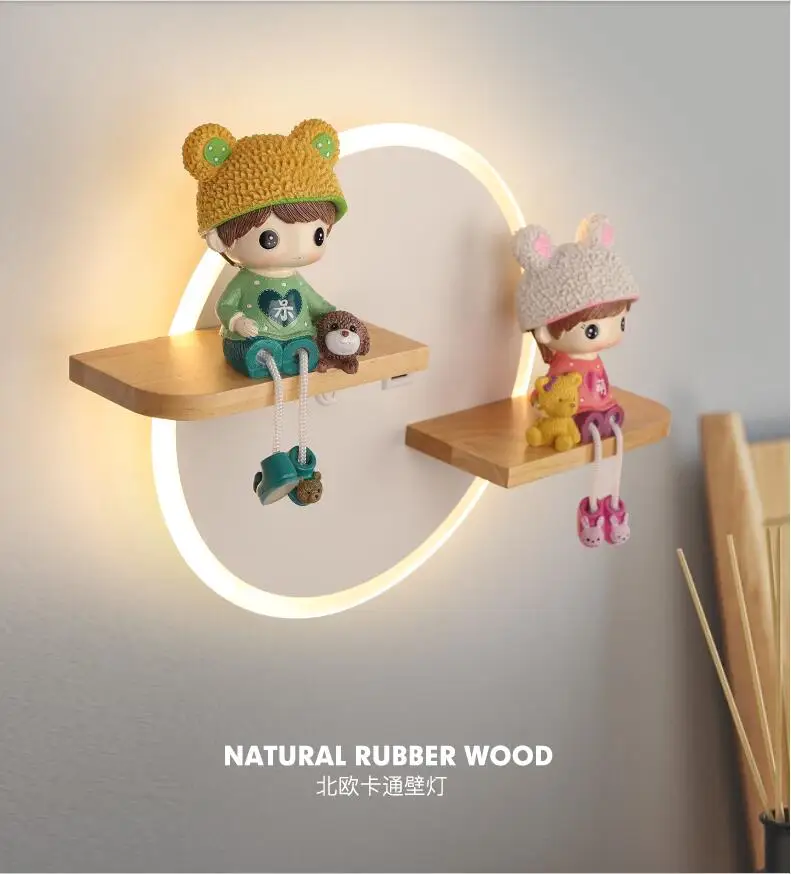 Simple And Modern Upgraded Version Of Changeable Cartoon Children's Room Bedroom Bedside Aisle Corridor USB Interface Wall Lamps