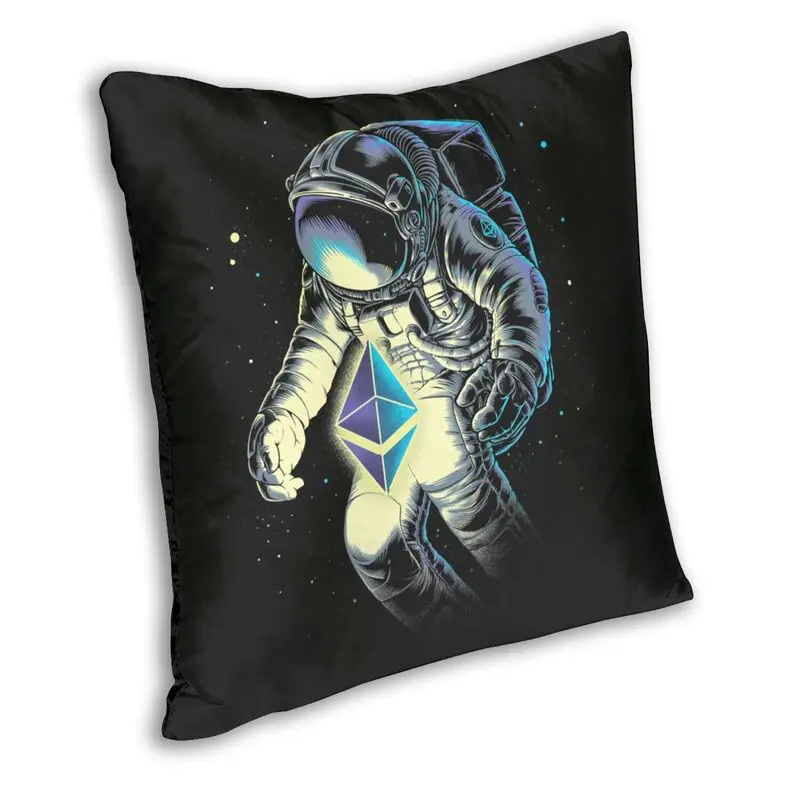 Space Cryptocurrency Ethereum Miner Cushion Covers Sofa Decoration Galaxy Astronaut Square Pillow Case 45x45cm