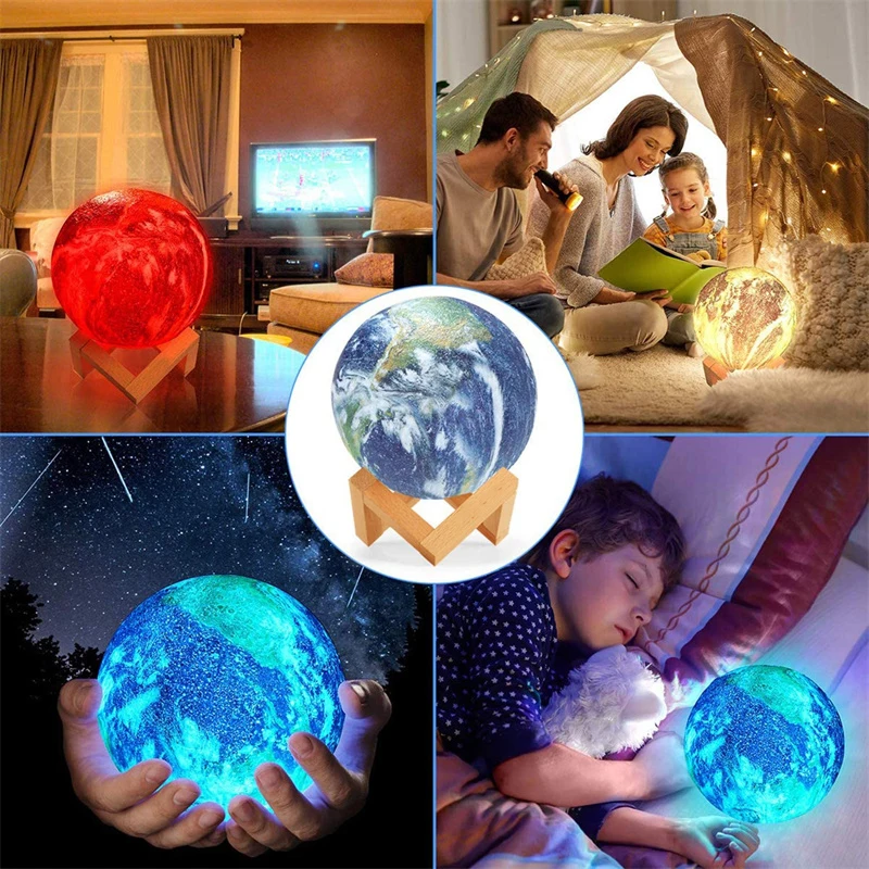 3D Earth Lamp Night Light Galaxy Lamp 15CM 16 Colors LED 3D Earth Light Change Touch And Remote Control Galaxy Light For Gifts