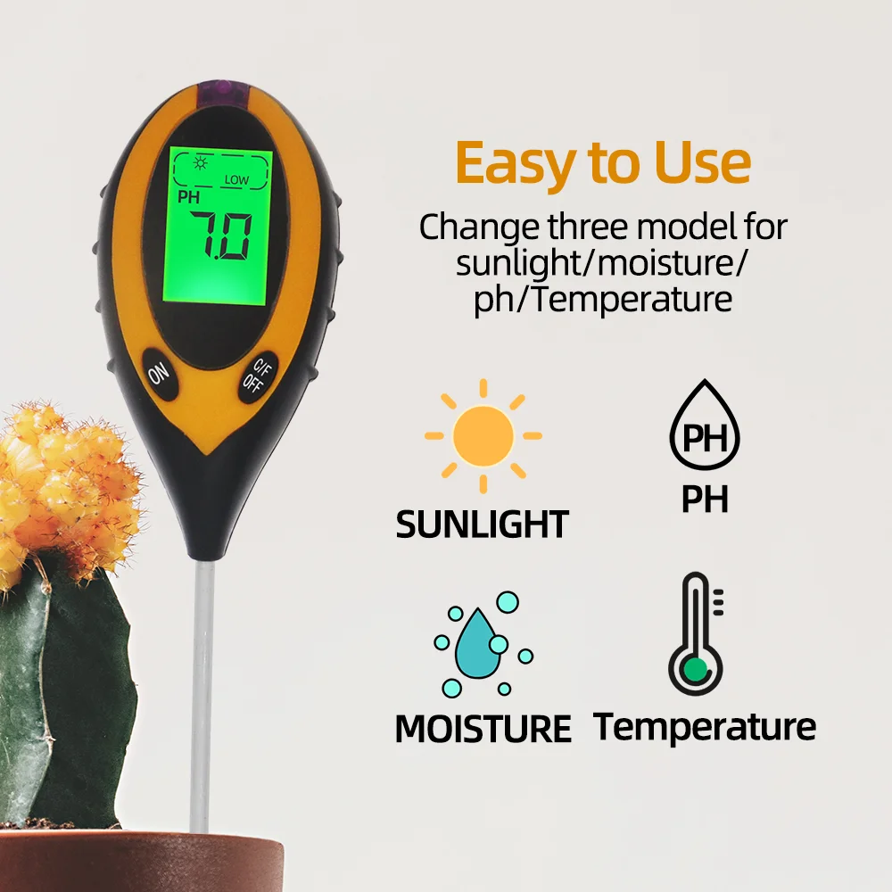 3/4/5 In 1 Soil PH Meter Moisture Sunlight Temp Acidity Alkali Tester Detector Tool For Garden Flower Plant Monitor