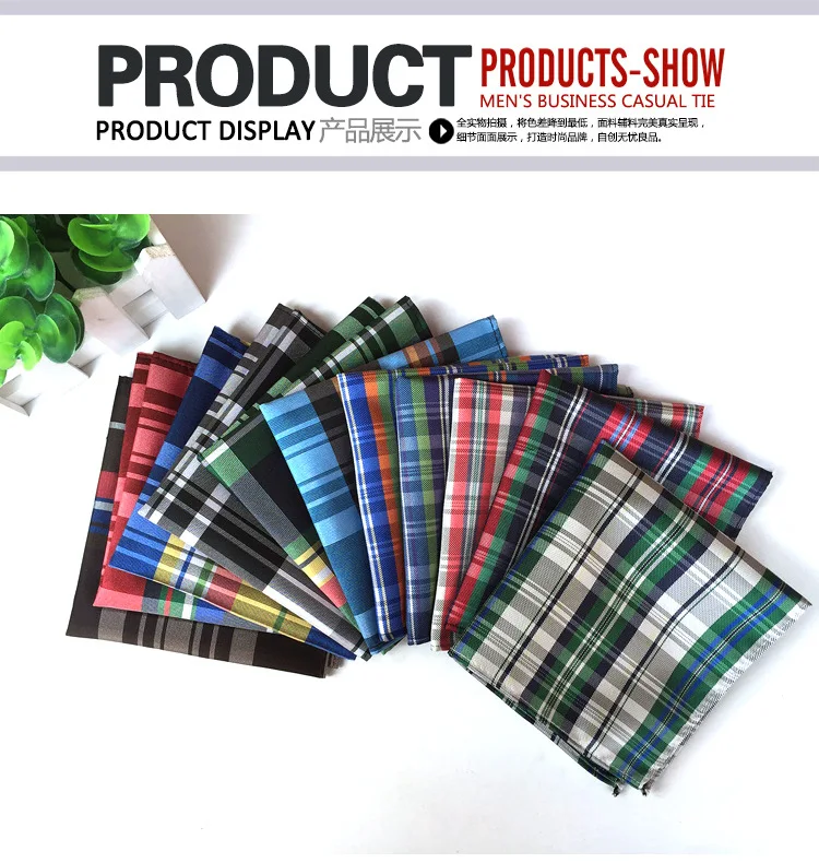 GUSLESON NEW Men\'s Colorful  Plaid Handkerchiefs Casual Wedding Hankies Business Casual Square Pockets