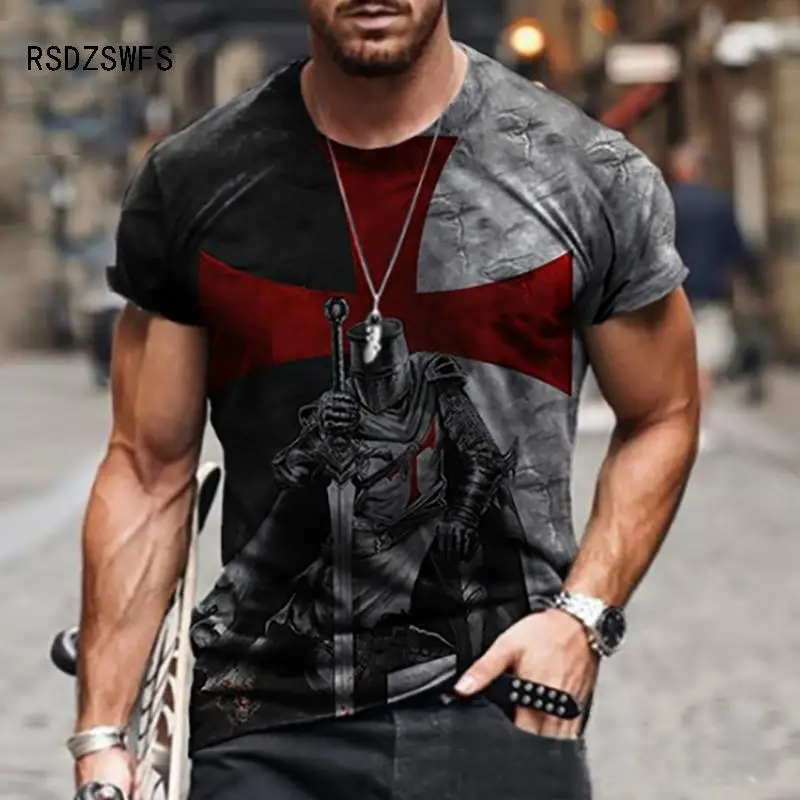 2021 men and women summer knight templar O-neck t-shirt men fashion casual new technology knight templar streetwear Harajuku t-s