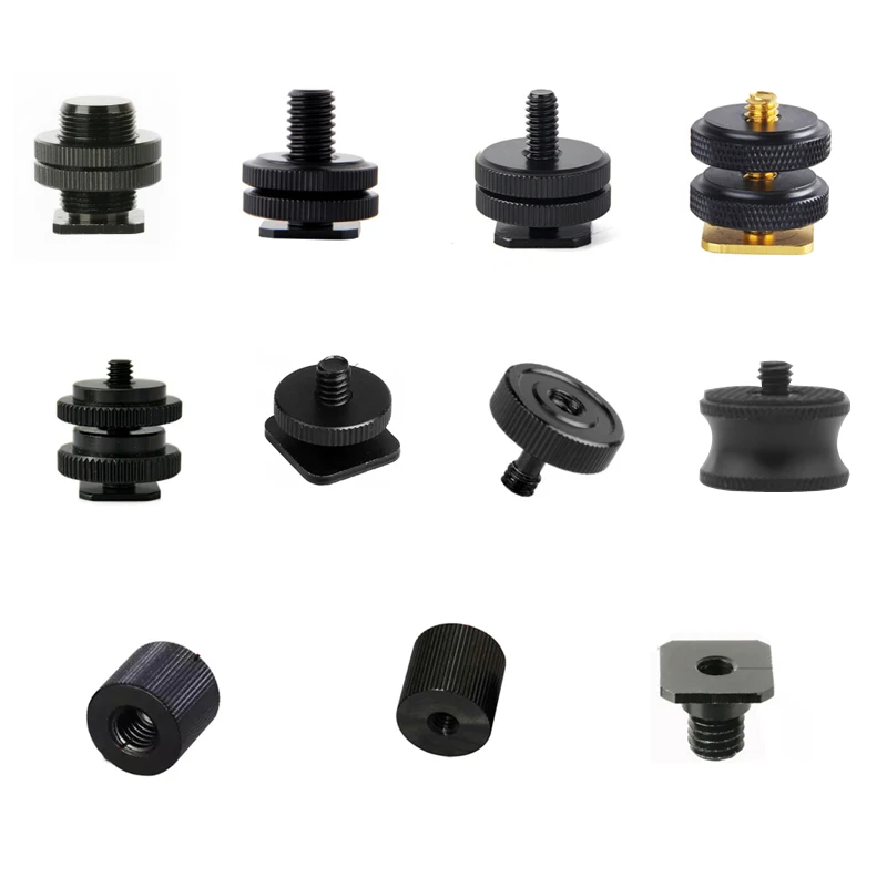 

50pcs/lot 1/4" to 3/8" 5/8 Male to Female Double Layer Thread Screw Mount Adapter Tripod Plate Screw for Camera Flash Tripod Mic