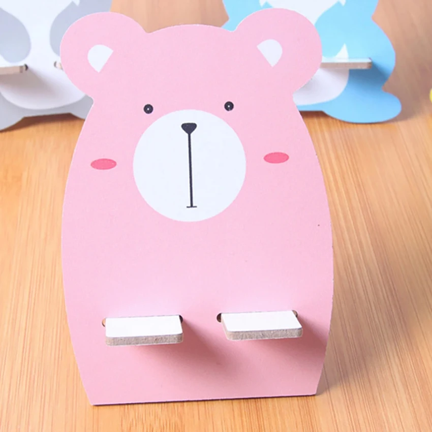 1PC Wooden Portable Tablet Phone Stand Removable Holder Cute Animal Rabbit Puppy Bear Desktop Support for Phones