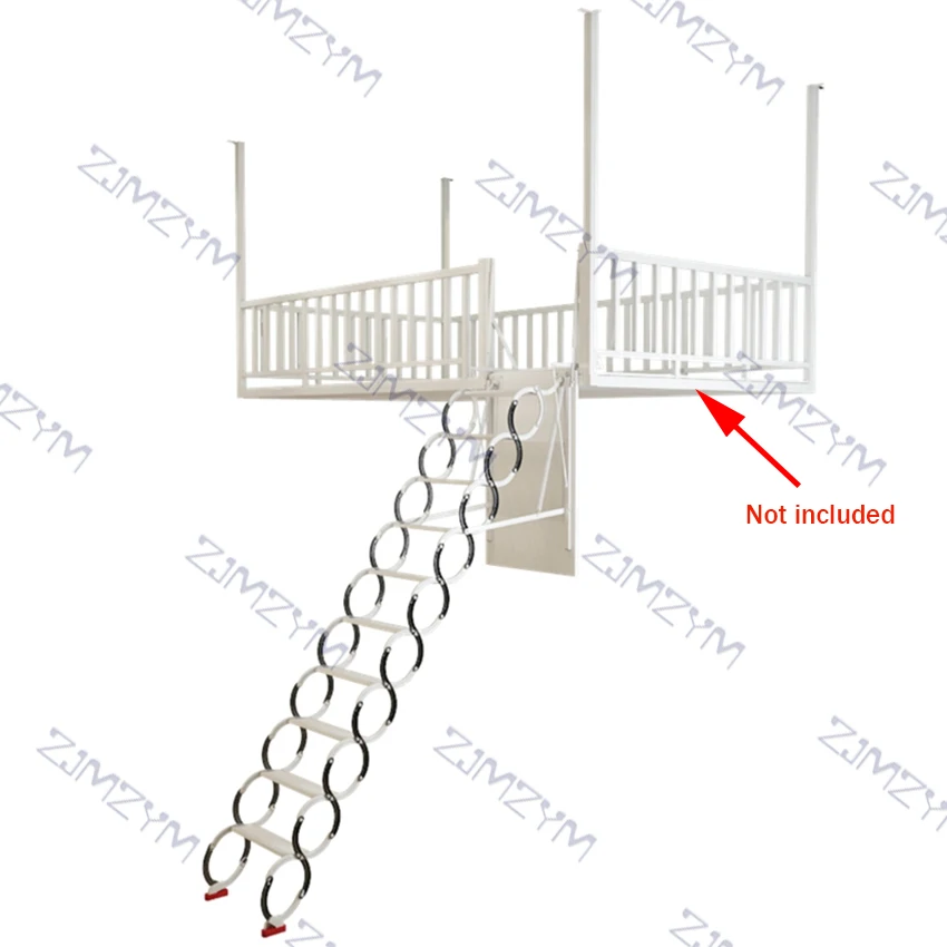 Household Hanging Retractable Staircase Wall-mounted Folding Ladder Customized Top-mounted/Side-mounted Attic Telescopic Stairs