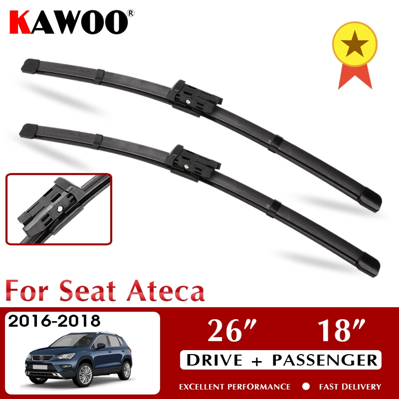 

KAWOO Wiper Car Wiper Blade Blades For Seat Ateca 2016 2017 2018 Windshield Windscreen Window Wash 26"+18" LHD RHD