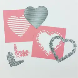 Troqueles de corte de Metal Love, álbum de recortes de flores y corazón para hacer tarjetas, plantilla troquelada artesanal DIY