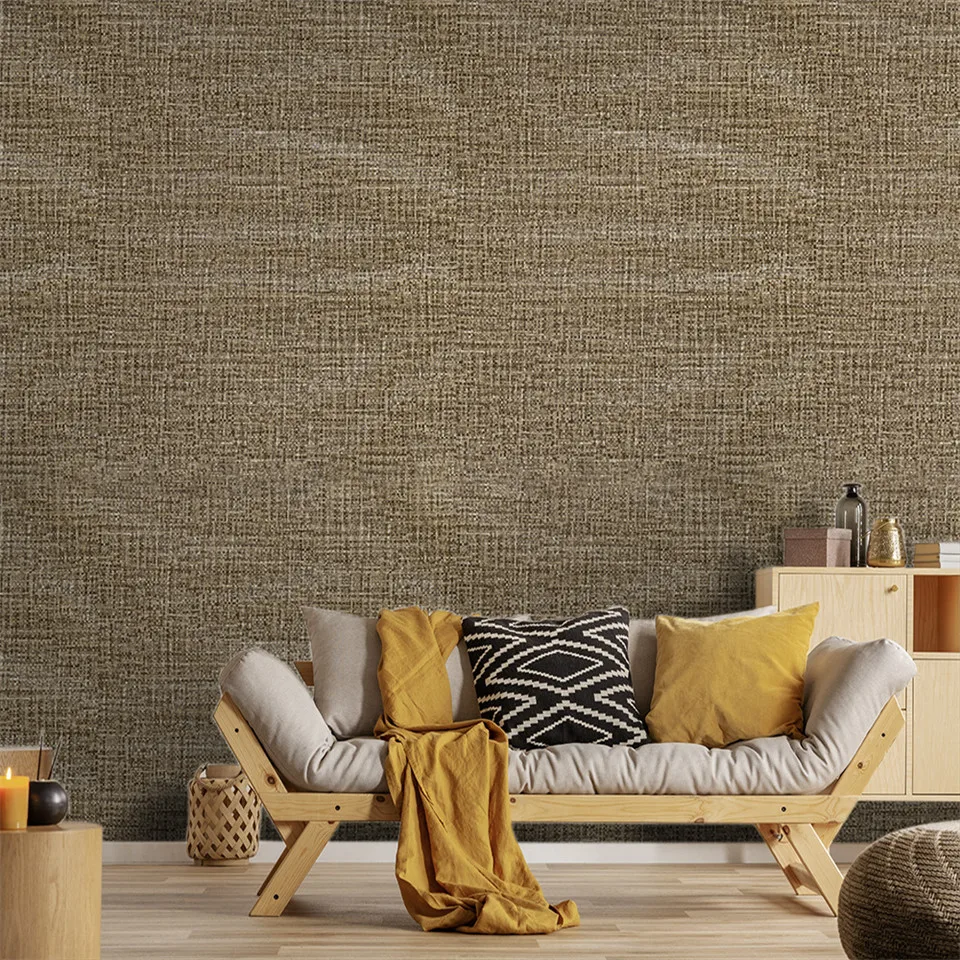 40x250cm Caramel Metallic Grasscloth Wallpaper Self Adhesive Mural Living Room Bedroom Decoration Paper Wall Stickers Home Decor