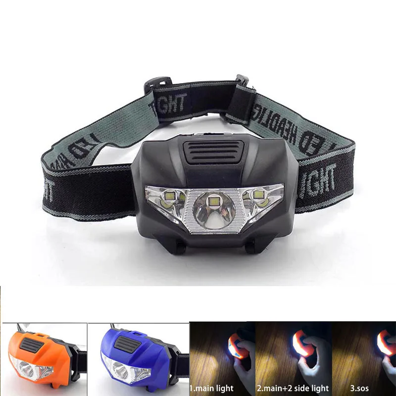 5W Mini LED headlamp Headlight Head Light Torch Lamp Fishing Small Bright High Power 3 LED Lantern Lampe for Camping AAA Battery