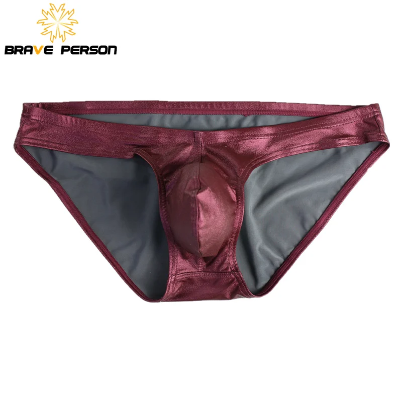 BRAVE PERSON-Calzoncillos sexys convexos en U para hombre, ropa interior, bragas de tela brillante, Bikini, gran oferta, 3 unidades por lote