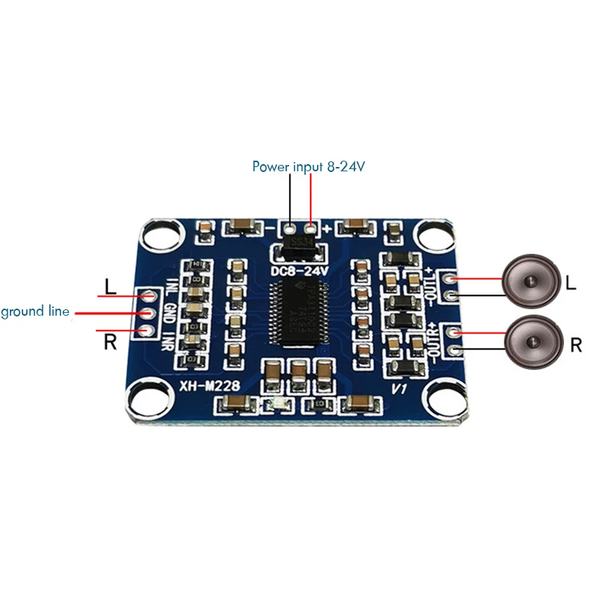 TPA3110D2 Digital Audio Amplifier Board Dual Channel Stereo 2 x15W High Power Audio Amplifier Module DC 8-24V, 40.2x30MM