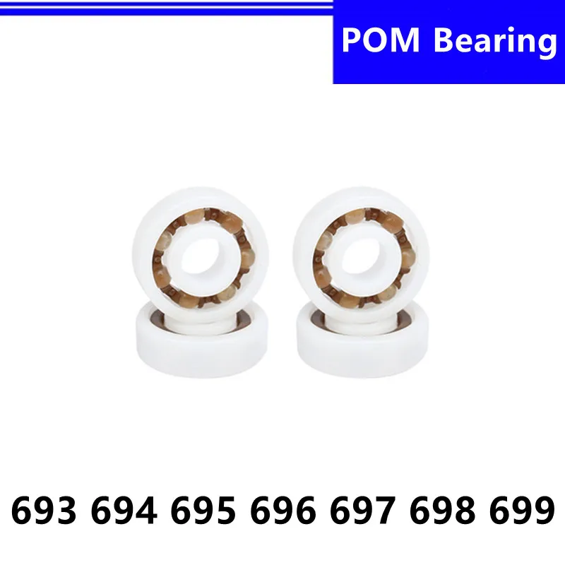 50pcs POM Plastic Bearing 693 694 695 696 697 698 699 3x8x3 4x11x4 5x13x4 6x15x5 7x17x5 8x19x6mm Nylon Cage Glass Ball bearings