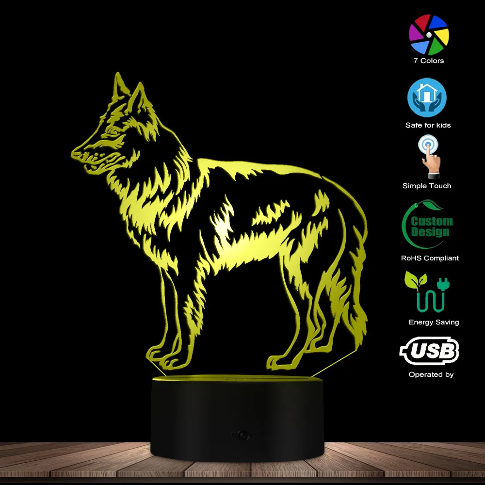 

Groenendael Shepherd Sheepdog Optical illusion Lamp Belgian Black Shepherd Home Decorative Lighting Nursery Decor Dog Lover Gift