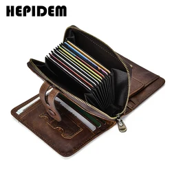 HEPIDEM-cartera de cuero genuino RFID para hombre, Cartera de alta calidad con bolsillo frontal, monedero para billetes de dólar y tarjetas de crédito, 2020, 2090