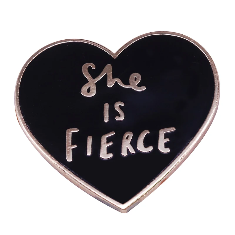 Black Heart  She Is Fierce Enamel Pin Charly Clements Badge Shakespeare Quotes Brooch Brave Bold Statement