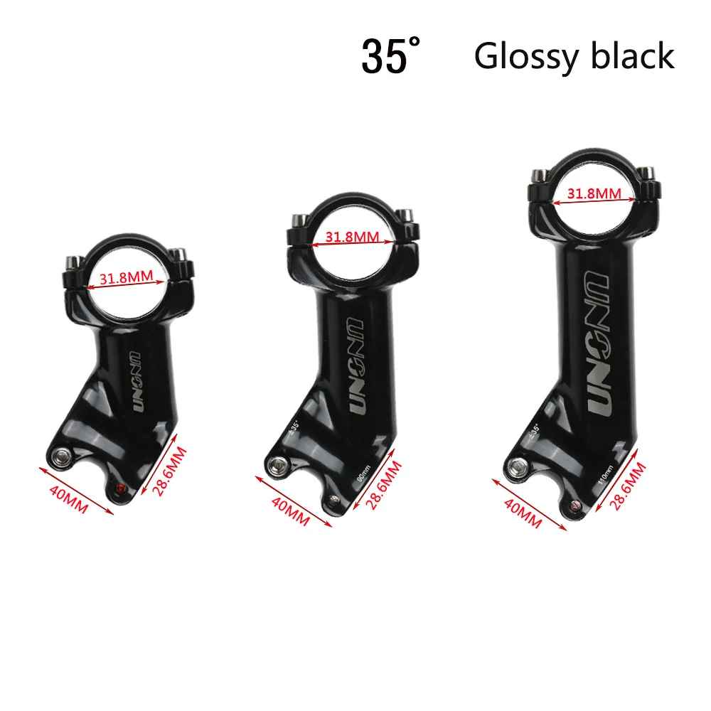 Bike Stem UNO AS021 Aluminum Alloy 6061 T6, 35 °, 31.8 Caliber Bicycle Stems Matte Silver Black For Mountain Road Fixie Bike