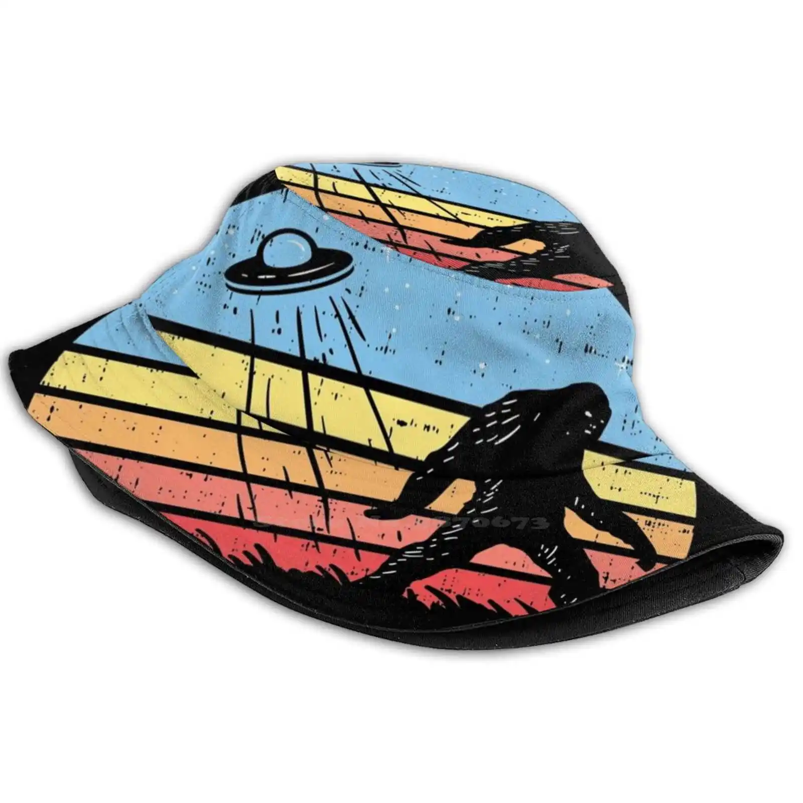 Alien Bigfoot Sasquatch Ufo Korean Style Outdoor Sun Hat Bucket Cap Alien Bigfoot Sasquatch Ufo