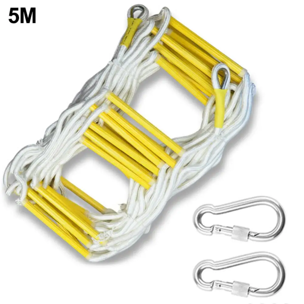 3M/5M Fire Escape Ladder Anti-skid Rescue Rope Emergency Work Safety Response Self-rescue Lifesaving Rock Climbing Escape