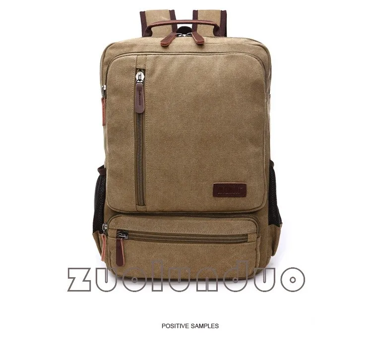 Vintage Canvas Rucksack für Herren, große Kapazität, Reise-Umhängetasche, hochwertige modische Studententasche, Herren-Notebook-Laptop-Rucksack – Detail 8