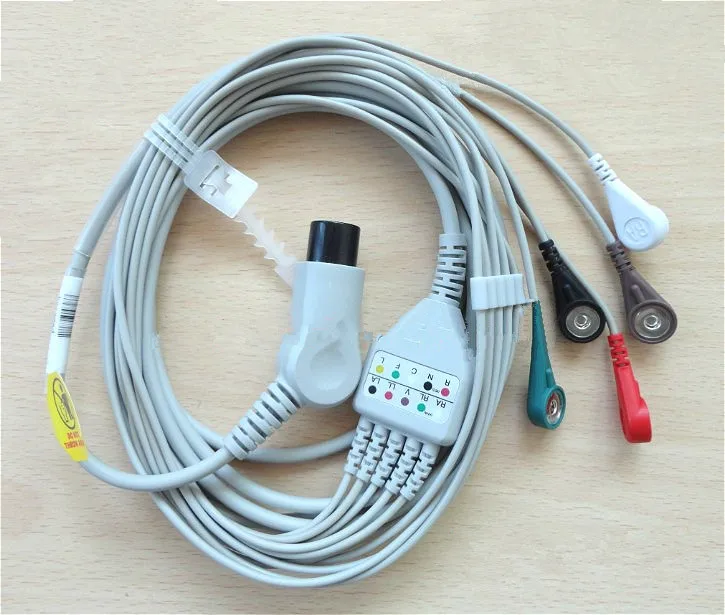 5-lead ECG lead wire cable compatible with Contec Maipu ChoiceMMed Zhonghengsheng ECG monitor