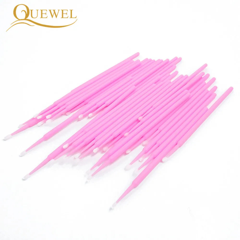 Quewel 100 قطعة/الحقيبة فرش رمش تمديد دائم مايكرو ماكياج سهل الإزالة فرشاة الفردية التطبيق ماسكارا إزالة أدوات