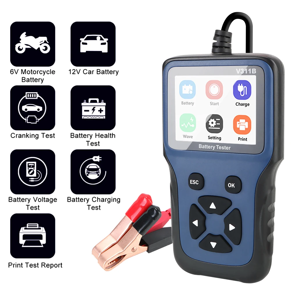 Automobile Battery Detector Auto Diagnostic Tool 12V Car Battery Charger Tester Analyzer Analyzer Tools Automotive