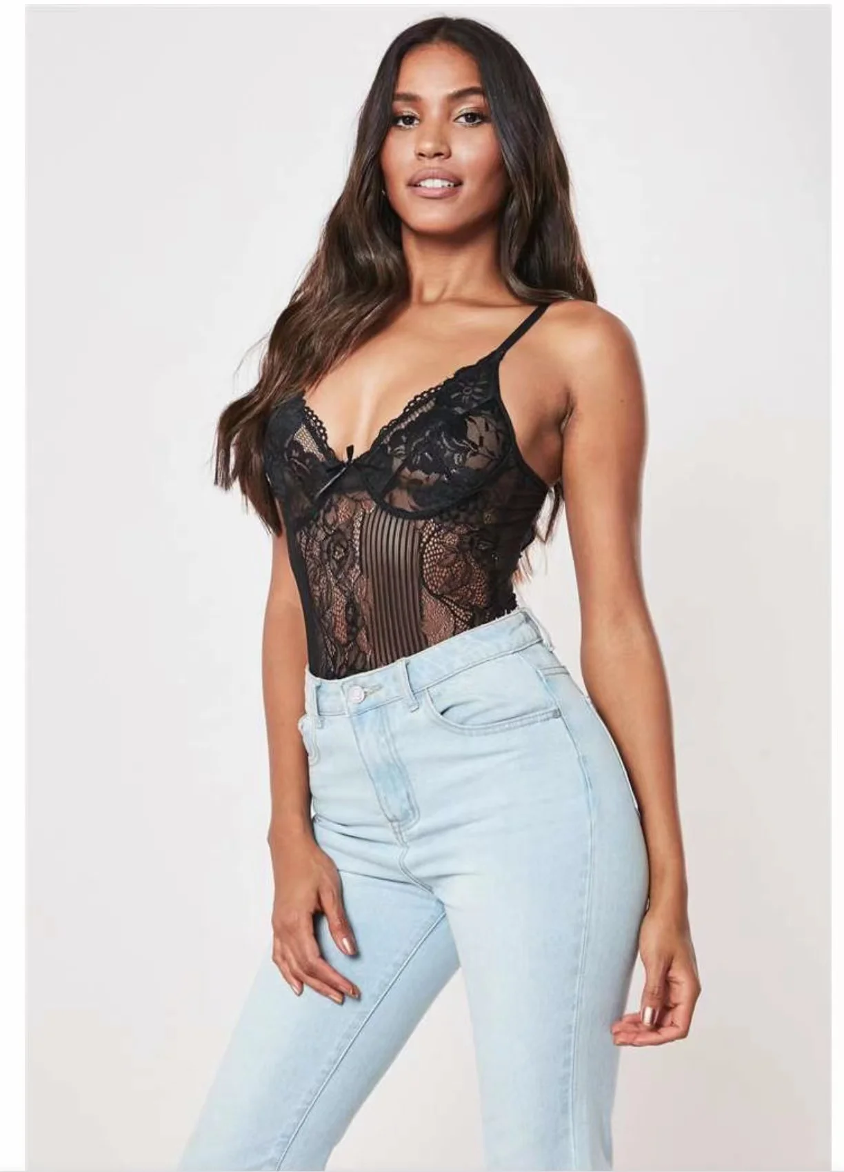 

Women's Shoulder Strap Sexy Nightwear Bow Hollow Lace Lingerie Set lingerie bodysuit lingerie Sexy