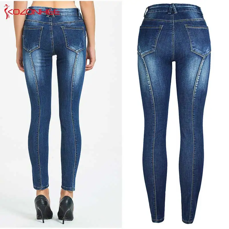 Co Giãn Bên Sọc Quần Jean Nữ Lưng Cao Skinny Jeans Quần Tây Nữ Quần Jean Plus Kích Thước #87