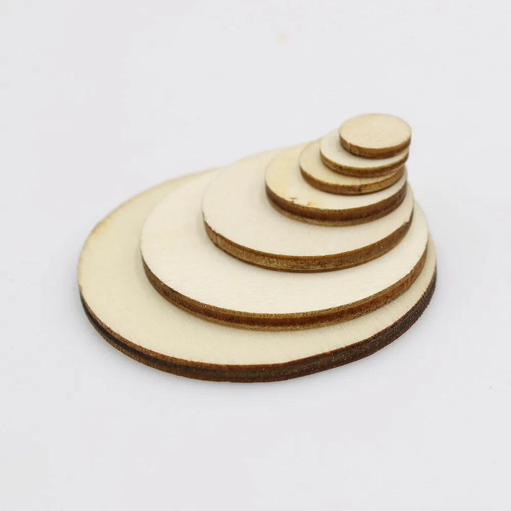 15/100pcs 10-50mm Unfinished Wooden Round Circles Ring Craft Card Making Scrapbooking DIY Embellishment Arts Decorative Craft