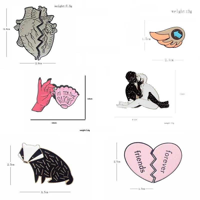 Heart Wings Enamel Pin Cup Raccoon Gay Friends Forever Badge Broches Denim Backpack Clothes Fashion Jewelry Gift