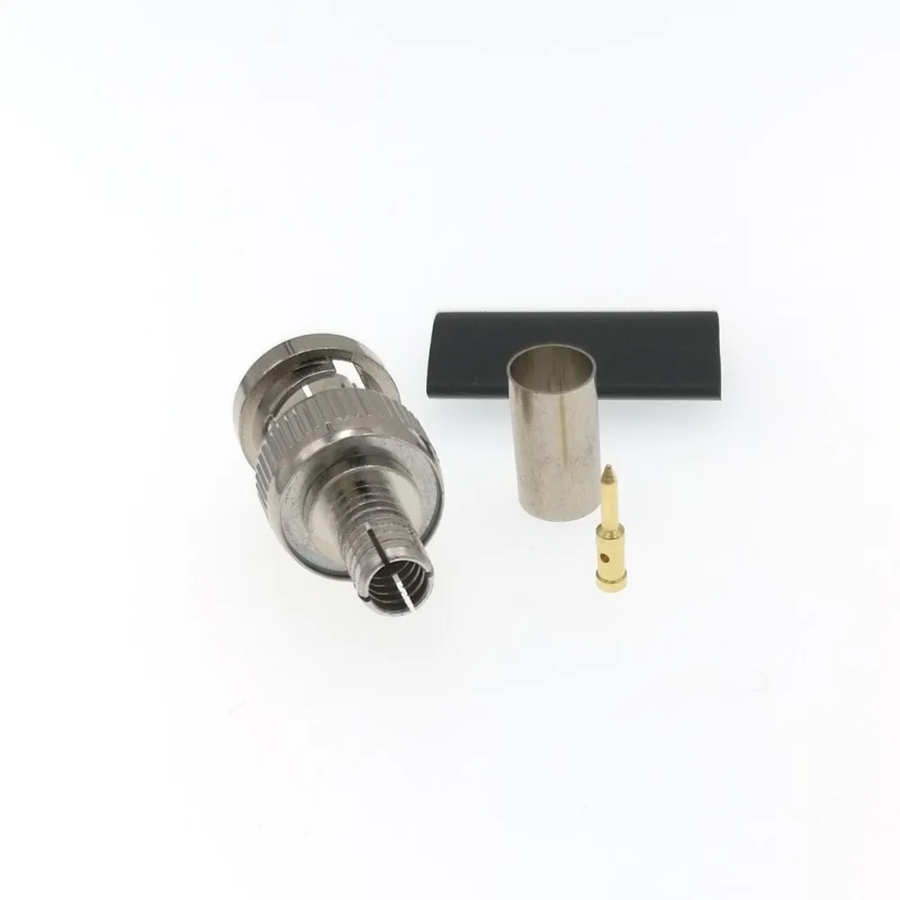 Imagem -03 - Bnc Macho Plug Friso para Rg59 Cabo rf Conector Coaxial 75ohm 100 Peças