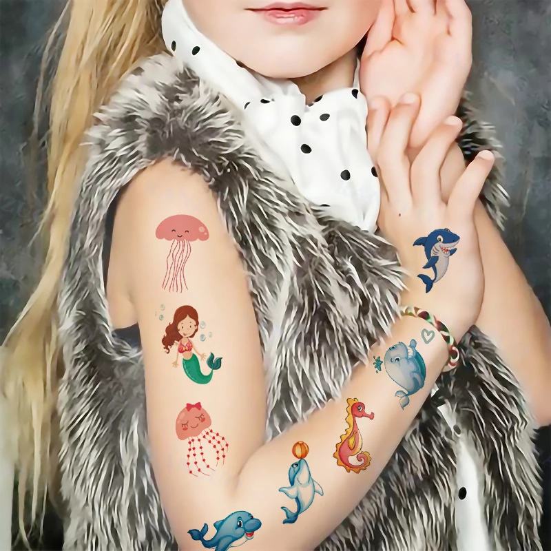 Autocollants de Tatouage Temporaire pour Enfant, Kit de Tatouage de Dinosaure, Mignon, Art Corporel, Petits Autocollants Imperméables