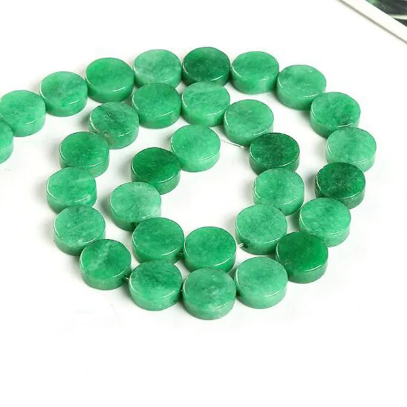 Natural Stone Loose Beads 10mm Coin Shape DIY Necklace Bracelet Jewelry Making Accessories 37Pcs wk252