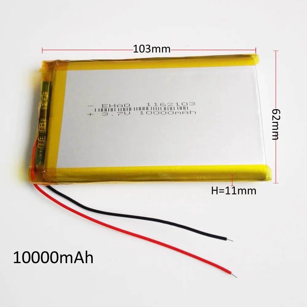 Batterie aste au lithium polymère articulation Fuchsia, batterie aste pour GPS, PSP, DVD, batterie externe, 9 ", 11", Pad, tablette, PC, ordinateur portable, Nootbook 3.7, 10000 V, 1162103 mAh