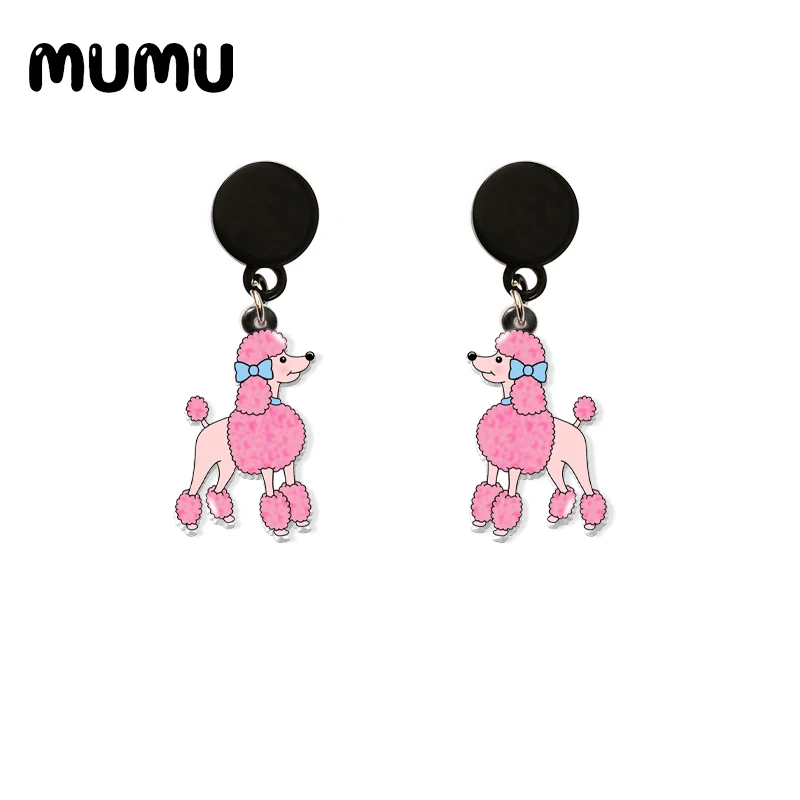 2021 New Poodle Dog Drop Earring Cute Pet Acrylic Earrings Resin Epoxy Handmade Jewelrys