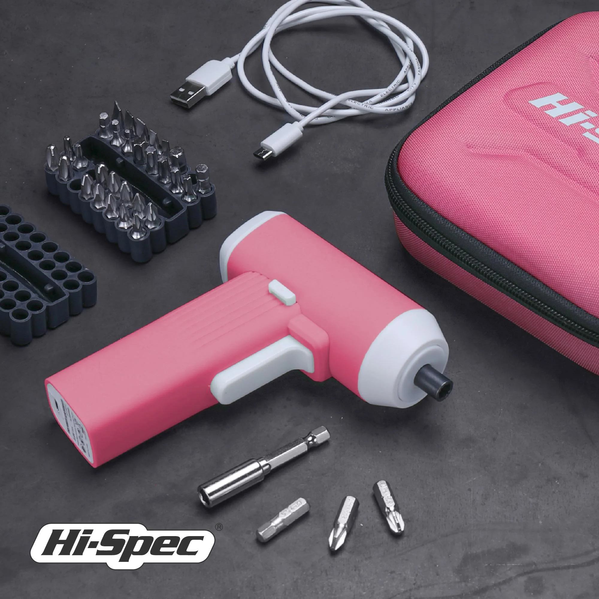 Hi-Spec Exquisite Lady Drill Tool Set Lovely Girls Pink Electric Screwdriver Kit Cordless Power Tools For Home Women With Case