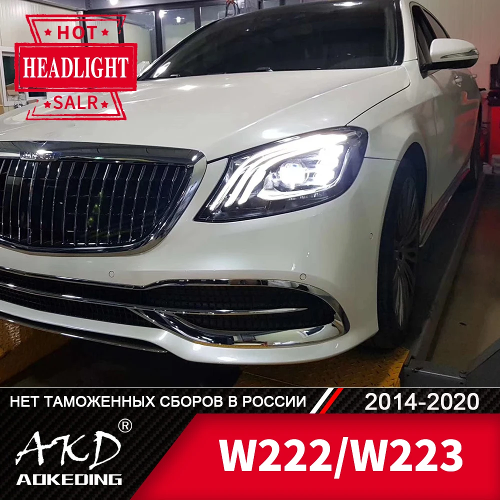 

Передняя фара для автомобиля BENZ W222 2014-2019 W223 головной светильник s туман светильник s дневные ходовые светильник DRL H7 светодиодный Bi ксеноновые лампы для вагонетки с противовесом