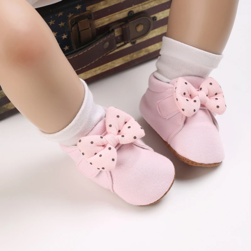 Pink Baby Shoes Princess Fashion Sneakers Infant Toddler Soft sole Anti Slip First Walkers 0-1 year old baby Christening Shoes