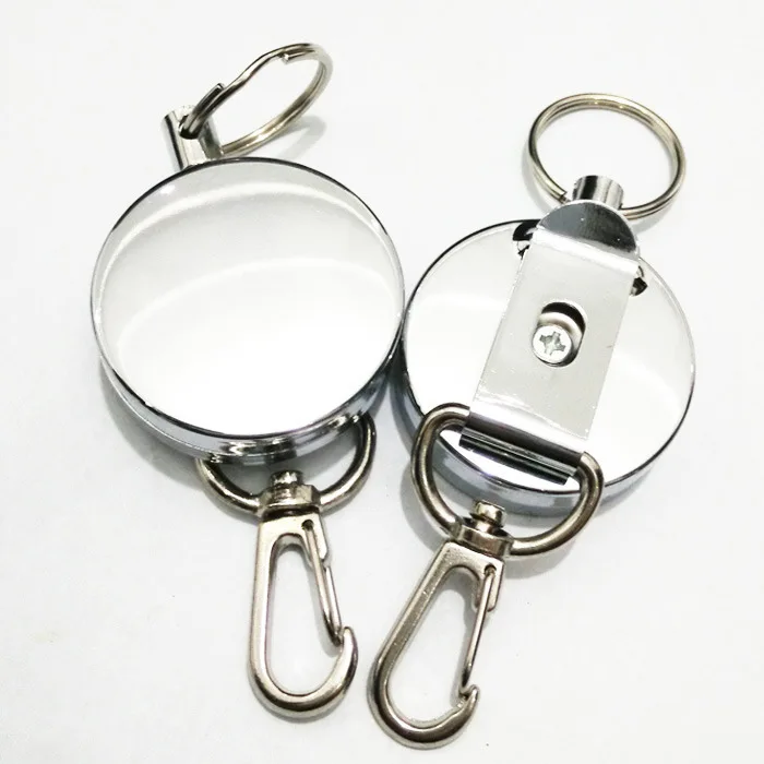 Steel wire key chain all metal steel wire nylon easy pull buckle anti theft and anti loss telescopic key chain