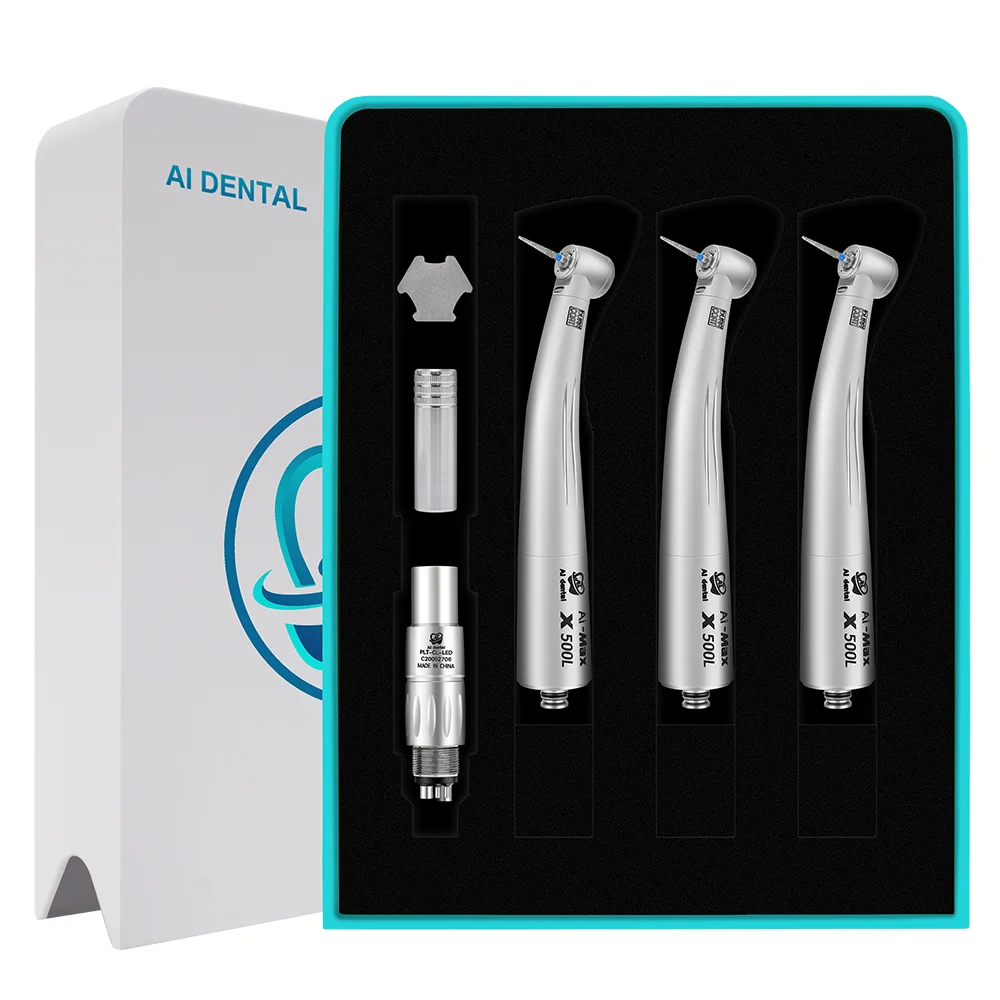 

S3-X5NCL4 Stainless Steel Mini Head Air Turbine High Speed Handpiece Dental Optical LED 4 Hole N-Quick Coupling Tools Set