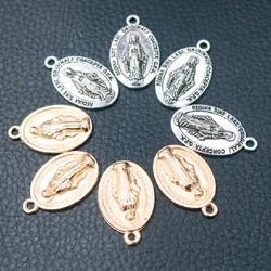 12pcs Silve Color/Gold Catholic Virgin Mary Pendants Necklace Bracelet Accessories DIY Charms Christian Jewelry Crafts Findings