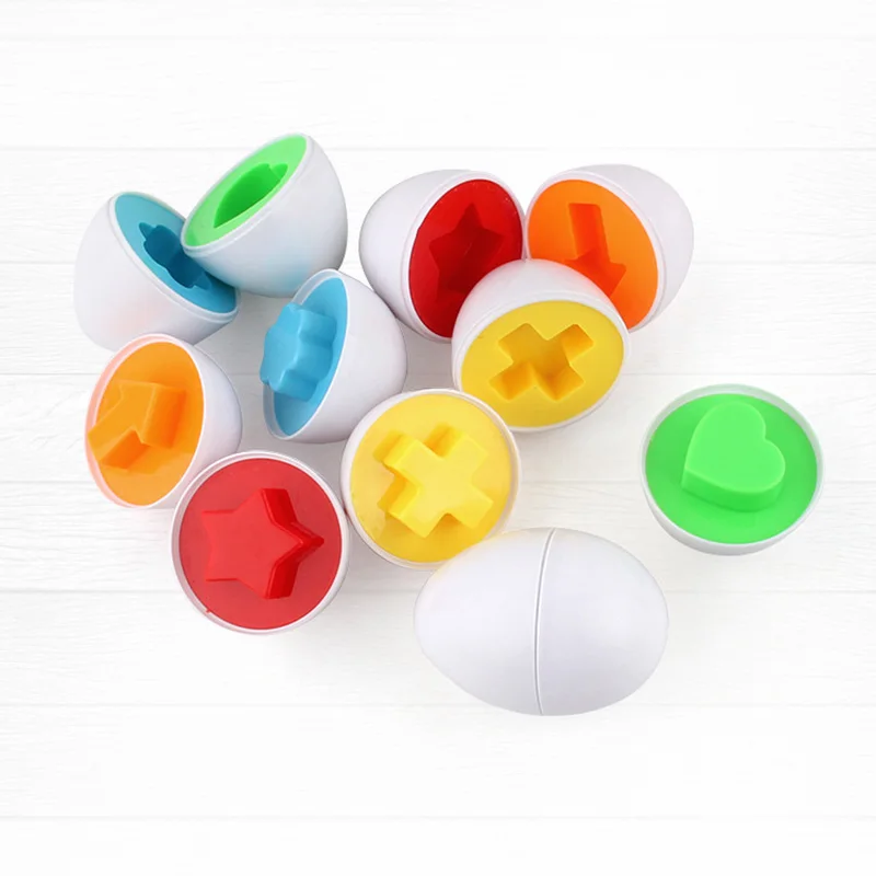 6Pcs Baby Learning Educational Toy Smart Egg Toy Games Shape Matching Sorters Toys Montessori Eggs Toys For Kids Children 2 3 4T