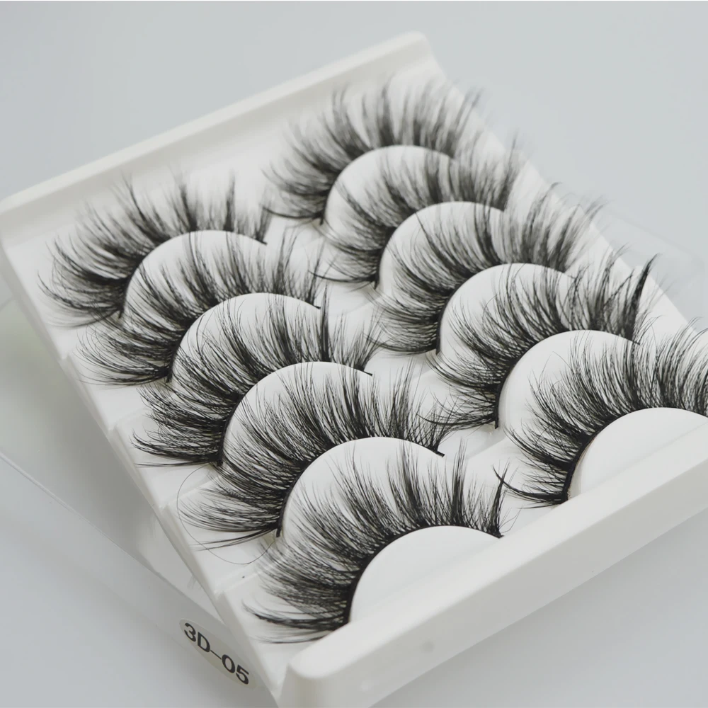 5 Pairs/set 3D Faux Mink Hair False Eyelash Wispy Fluffy Long Lashes Natural Handmade Fake Eyelashes Eye Makeup Extension Tools