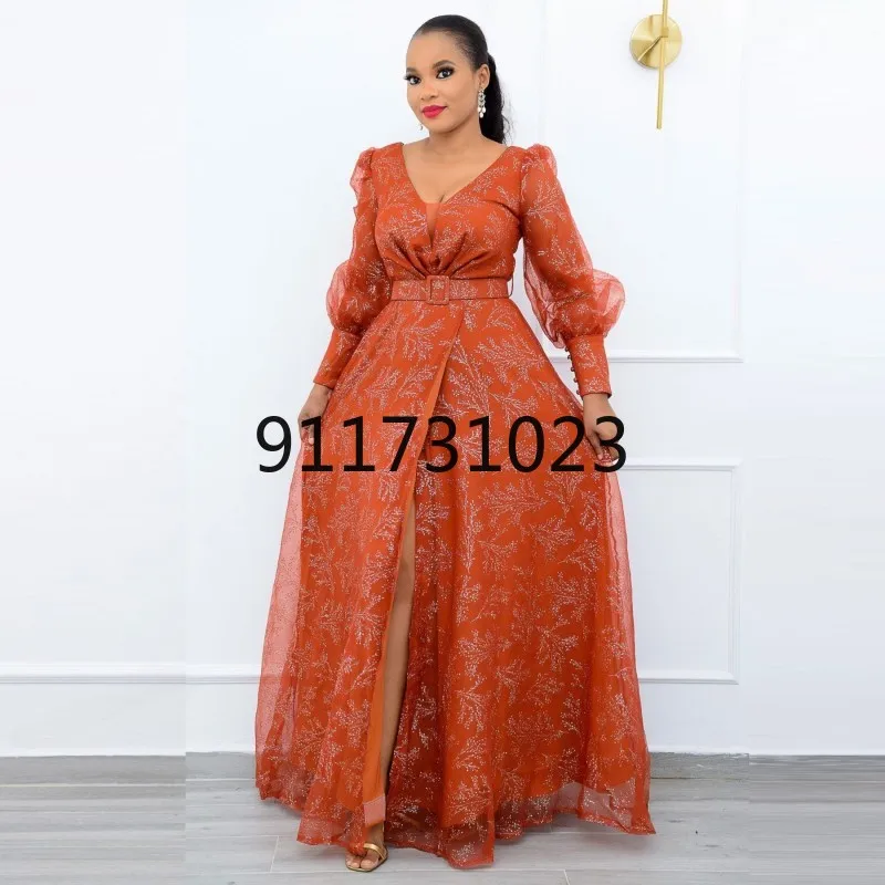 Plus Size 5XL Elegant A Line Dress African Dress O Neck Lanter Sleeve Party Dresses Retro African Clothes For Women Dashiki